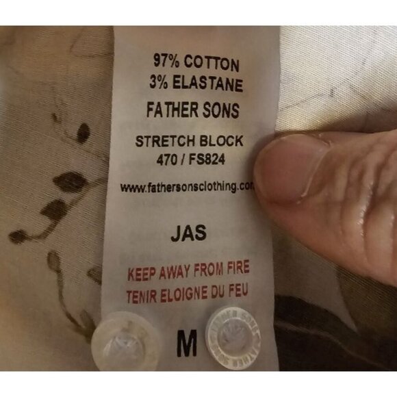 Father & Son Size Medium Stretch Slim Fit White Orange Floral & Bluebird Design - Picture 2 of 12